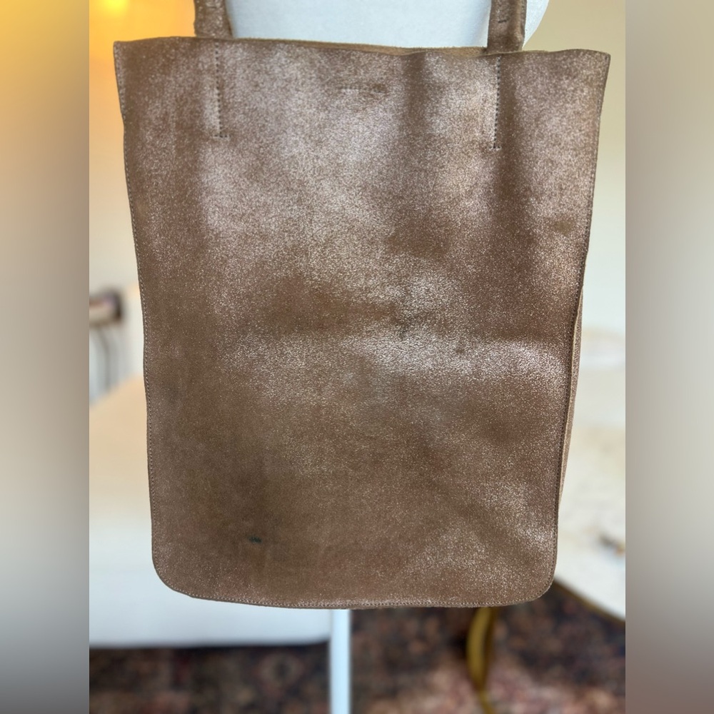 Minor History Leather Gold Taupe Sparkle Magazine Tote View 3